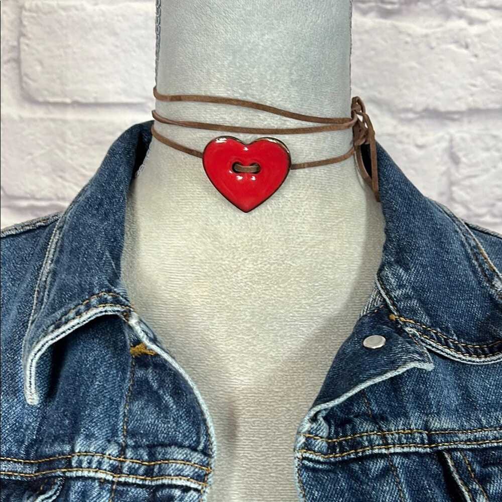 Handmade Red Heart Pendant Choker Necklace